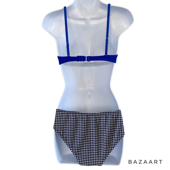 Xhilaration Textured Bralette Bikini Top & Kona Sol Gingham Bikini Bottoms - Picture 3 of 8